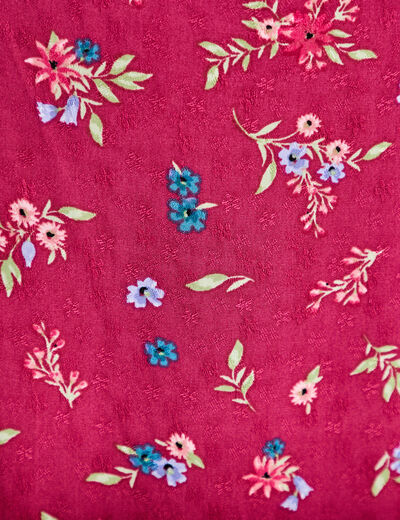 Jupe longue portefeuille rose framboise femme