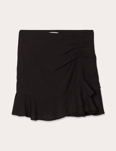 Jupe évasée fluide volants noir femme