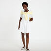 Robe droite courte col v manches courtes blanc femme