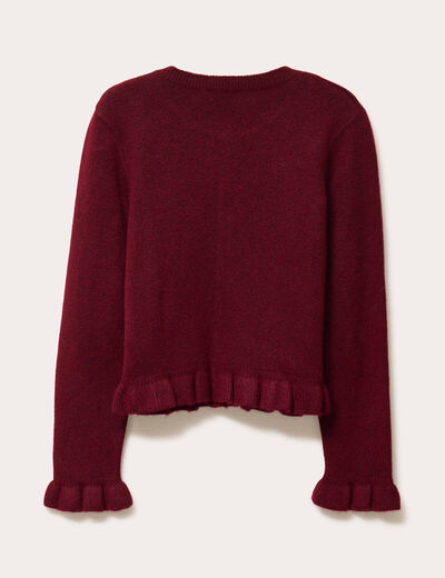 Gilet manches longues rouge foncé femme