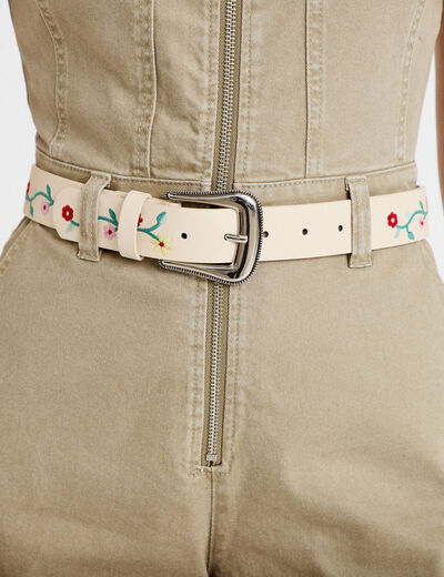 Ceinture brod&eacute;e blanc femme