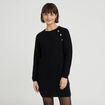 Robe pull d&eacute;tails de boutons noir femme