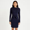 Robe pull ajust&eacute;e manches longues bleu marine femme