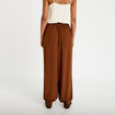 Pantalon bouffant taille standard marron femme