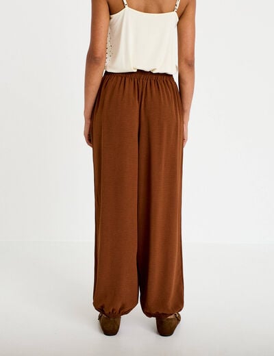 Pantalon bouffant taille standard marron femme