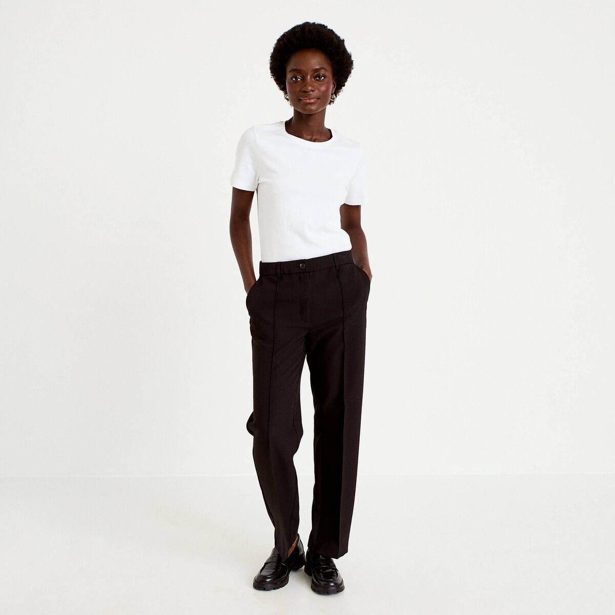 Pantalon bootcut taille standard noir femme
