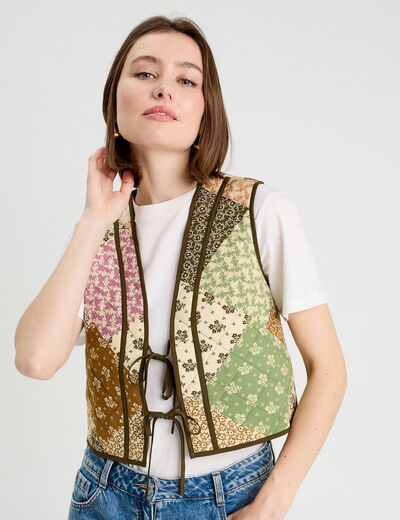 Gilet matelassé sans manches beige femme