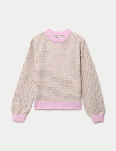 Pull ample col rond manches longues marron femme