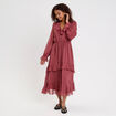 Robe longue &eacute;vas&eacute;e volants vieux rose femme
