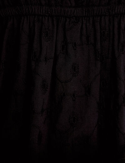Robe courte &eacute;vas&eacute;e col v bretelles noir femme
