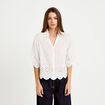 Chemise droite col classique manches 3/4 ecru femme