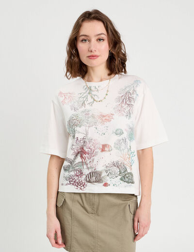 T-shirt manches courtes blanc femme