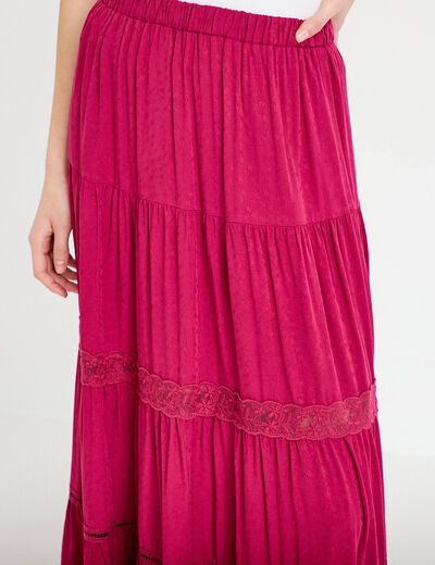 Jupe &eacute;vas&eacute;e longueur 3/4 dentelle rouge femme