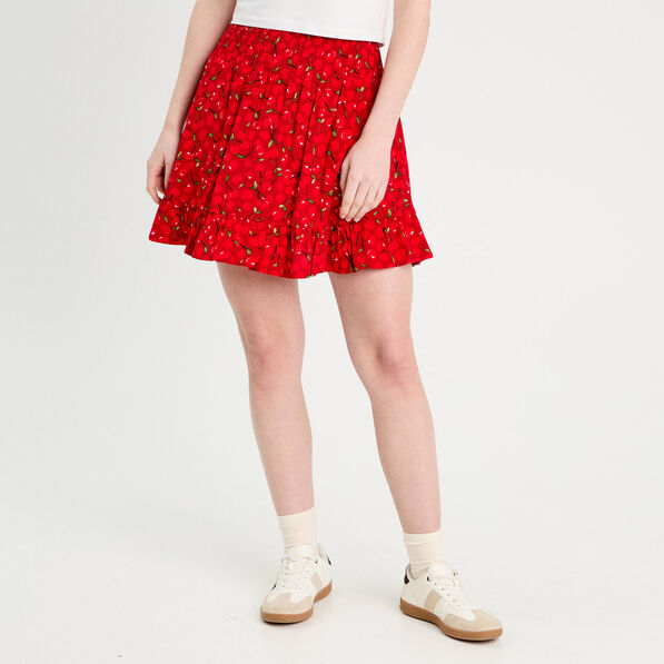 Jupe-short évasée rouge femme