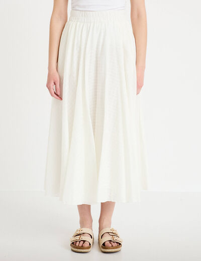 Jupe longue &eacute;vas&eacute;e ecru femme