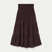 Jupon &eacute;vas&eacute; taille haute marron fonc&eacute; femme