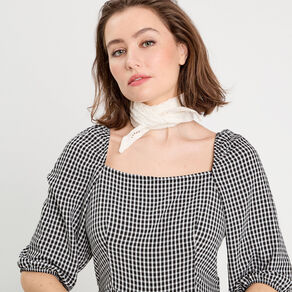 Robe évasée manches 3/4 blanc femme