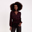 Blouse courte taille smock&eacute;e noir femme