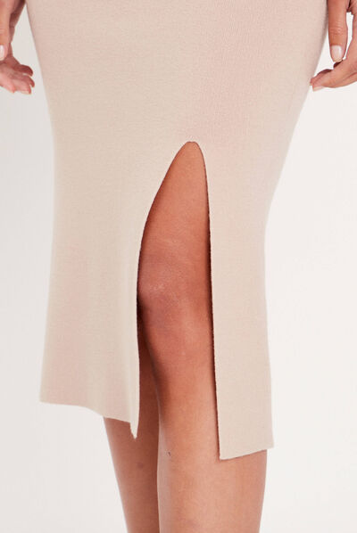 Jupe midi moulante sable femme