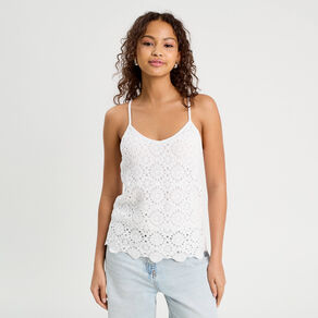 debardeur effet crochet blanc femme Débardeur effet crochet blanc femme