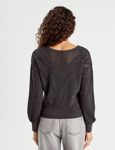 Pull réversible gris foncé femme