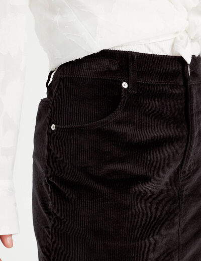 Jupe midi droite velours noir femme