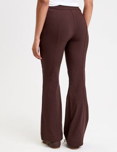 Pantalon bootcut stretch marron foncé femme