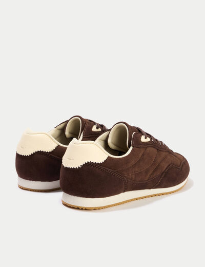 Basket aspect daim marron femme