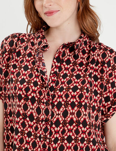Chemise manches courtes rouge femme