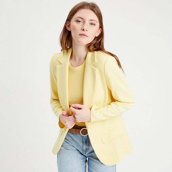 Veste blazer cintrée jaune clair femme