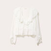 Blouse bi-mati&egrave;re oversize col v ecru femme