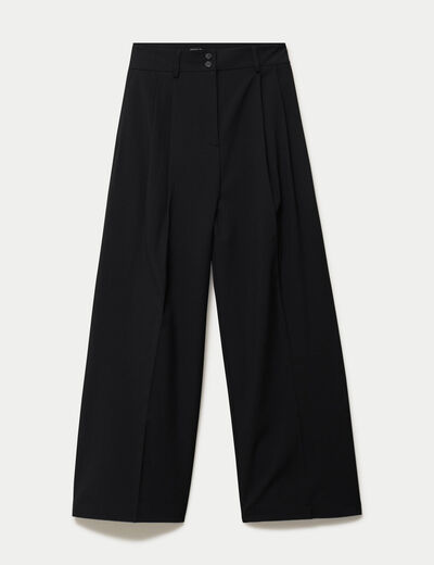 Pantalon large &agrave; pinces noir femme