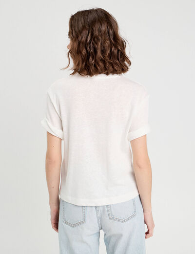 T-shirt manches courtes ecru femme