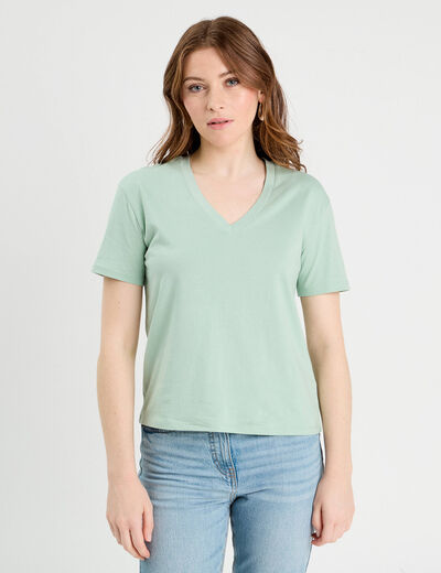 T-shirt manches courtes vert clair femme