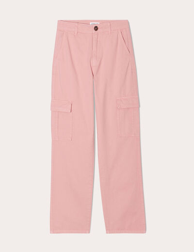 Pantalon large cargo vieux rose femme