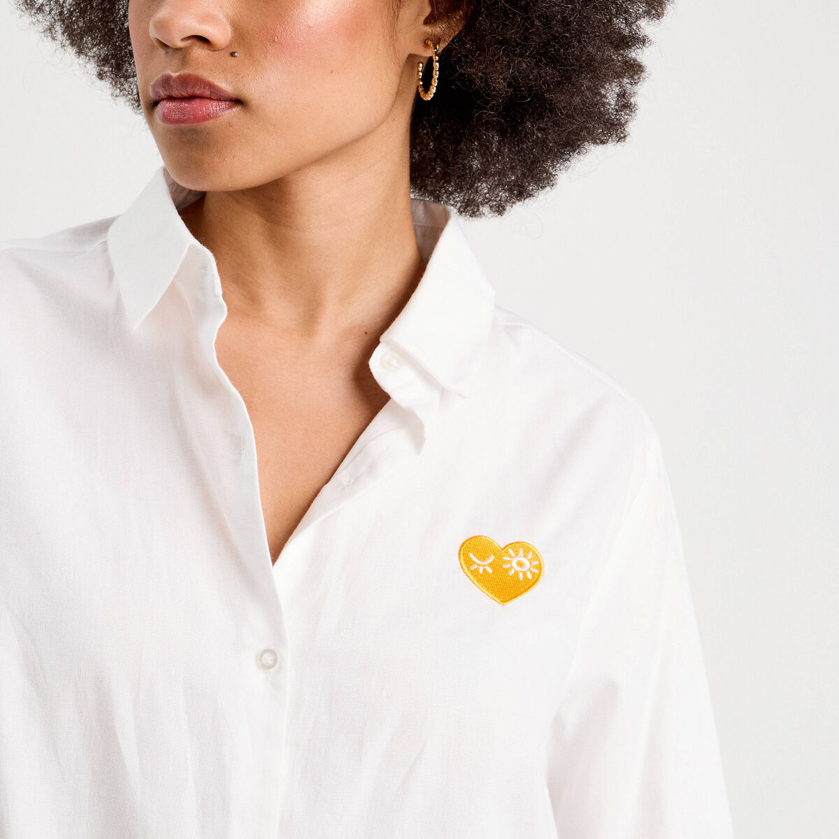 Chemise avec broderie ecru femme