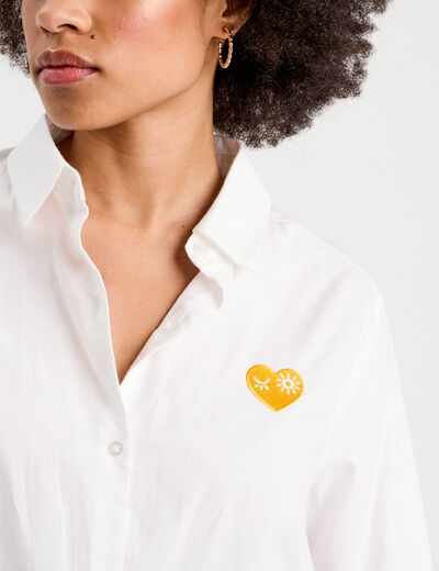 Chemise avec broderie ecru femme