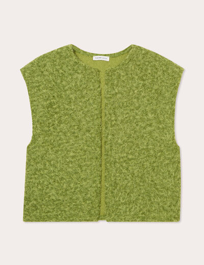 Gilet fausse fourrure vert fluo femme