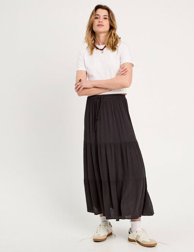 Jupe longue évasée noir femme