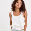Top sans manches dentelle bas resserré ecru femme