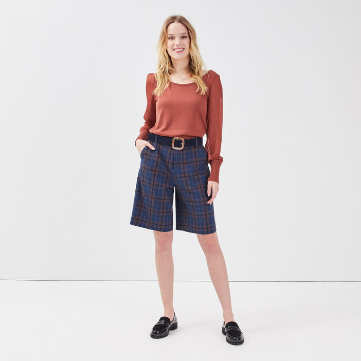 Bermuda droit bleu clair femme