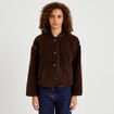 Veste effet polaire manches longues marron fonc&eacute; femme