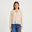 Blouse droite manches longues col rond ecru femme