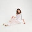 Pantalon dentelle large blanc femme