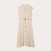 Robe chemise midi contenant du lin beige femme
