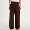 Pantalon large avec ceinture &agrave; bijou marron fonc&eacute; femme