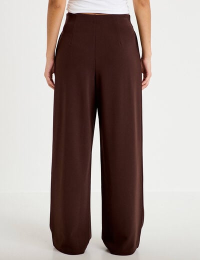 Pantalon large avec ceinture &agrave; bijou marron fonc&eacute; femme