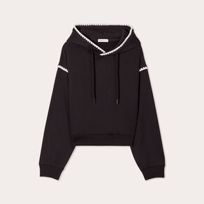 sweat a capuche details brodes noir femme Sweat à capuche détails brodés noir femme