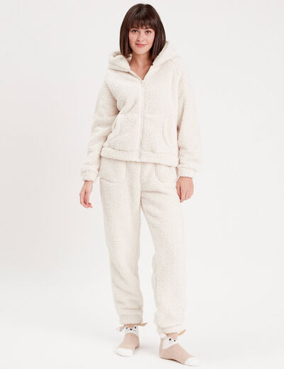 Sweat à capuche ecru femme