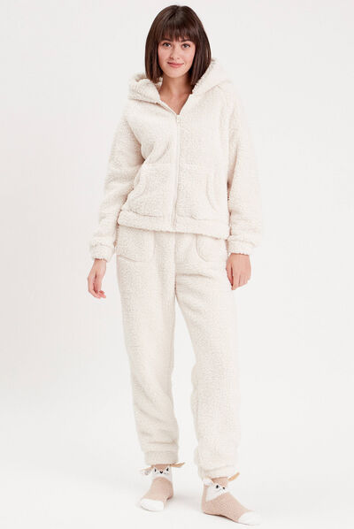 Sweat à capuche ecru femme